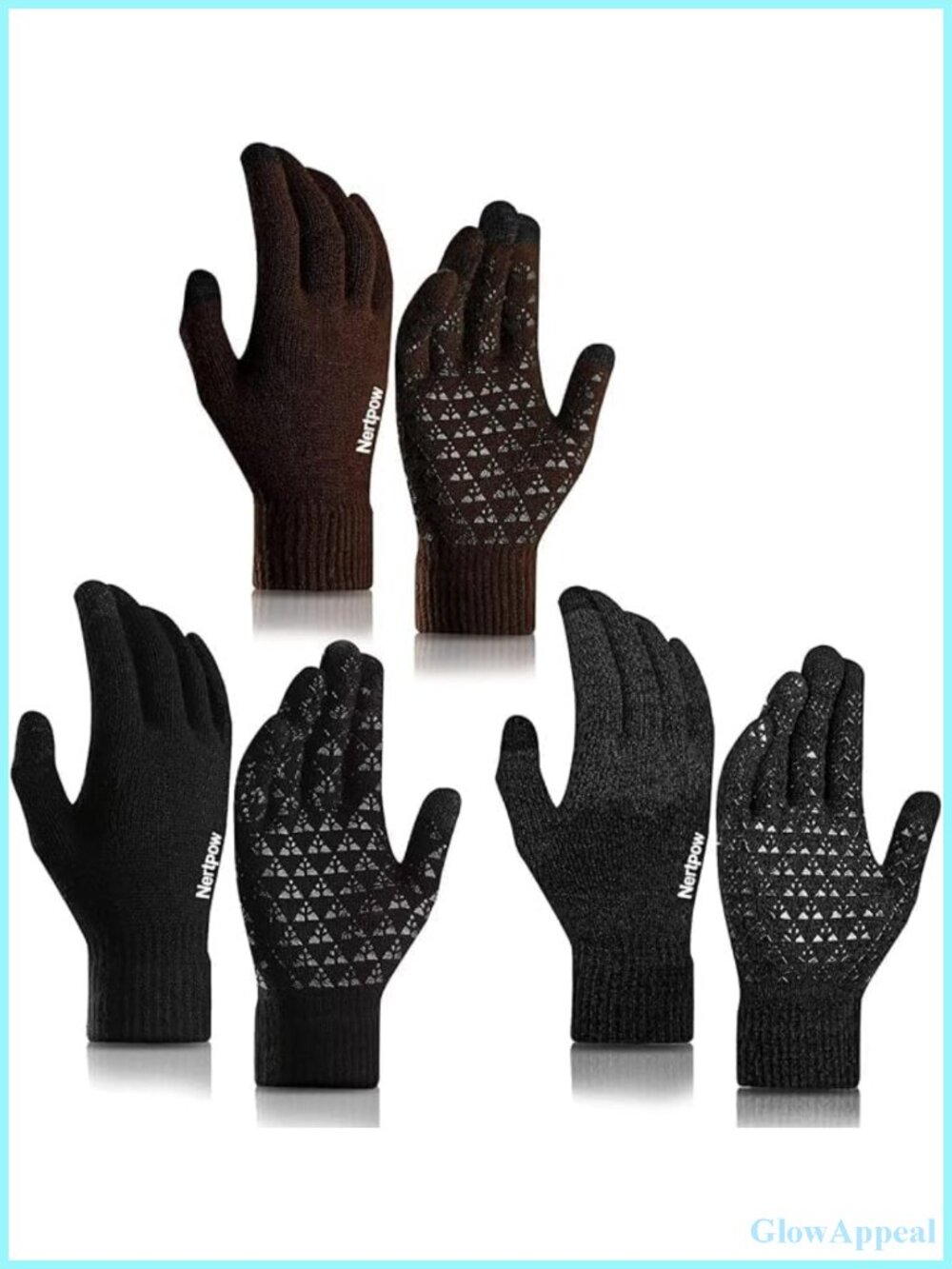 3 Pack Touchscreen Gloves for Men Women - Winter Knit Anti-slip for Driving